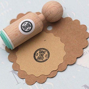 Mini &#39;Save the Date&#39; Rubber Stamp for Weddings and Events, Party Craft Tool, Scrapbooking Decoration, Wooden Ink Stamp