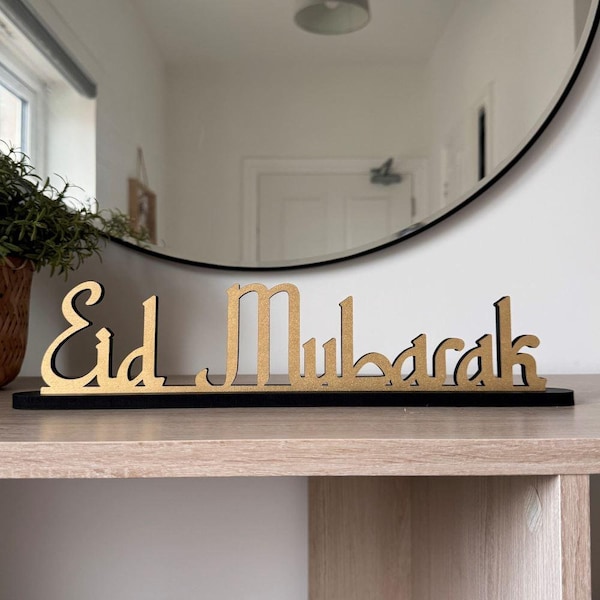 Wooden Eid Mubarak Standing Table Sign, Traditional Ramadan Party Decoration, Eid Party Celebrations, Choice Of Colours