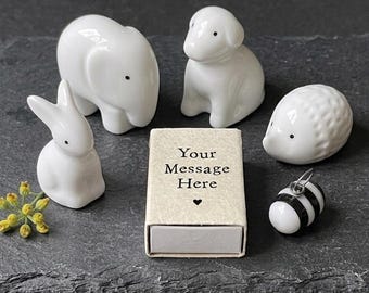 Personalised Matchbox Porcelain Gift, Custom Animal Keepsake, Pocket Hug, Mini Token Gift, Dog Cat Hippo Penguin Oyster Starfish