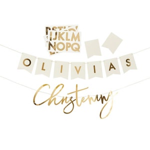 Gold Personalised Christening Banner With Name, Christening Backdrop ...