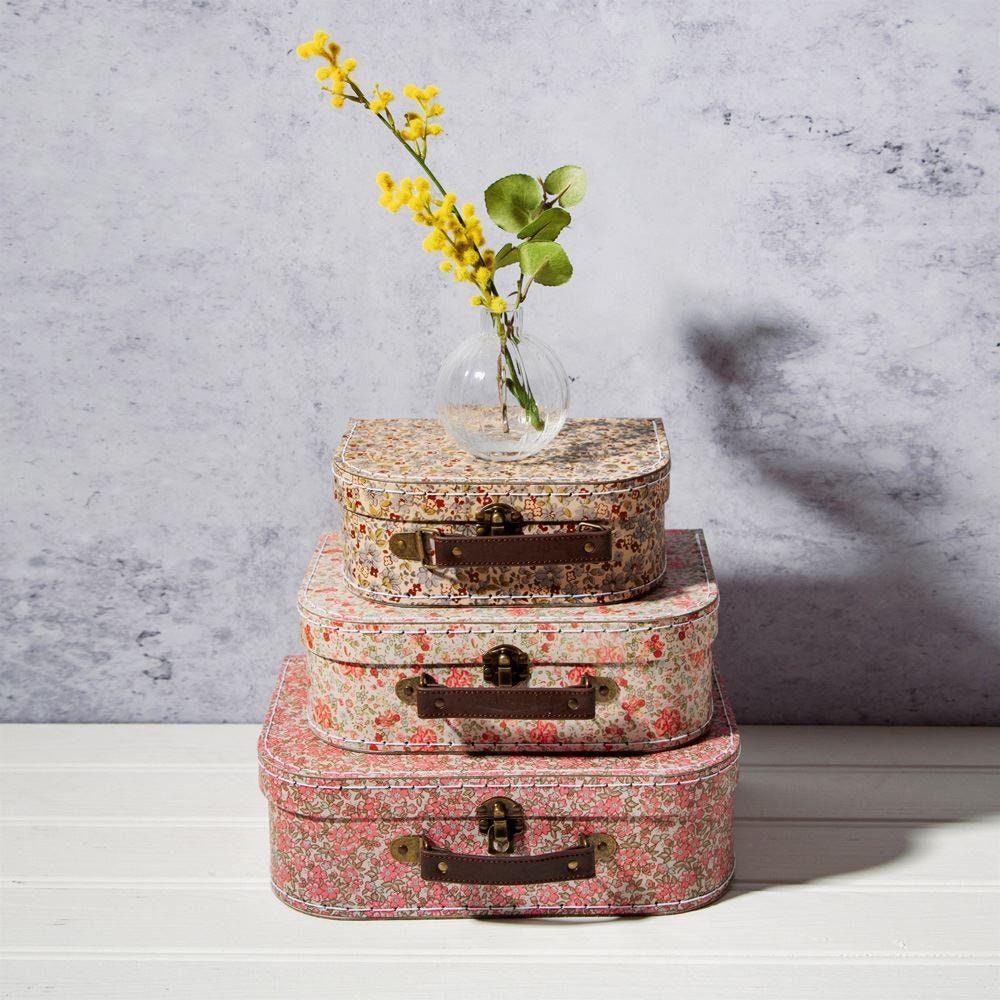 3 Vintage Mini Floral Suitcase 