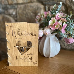 Personalised Wedding Card Oak Veneer, Wooden 5th Anniversary Keepsake, Handmade Card, Gift For The Couple, Wedding Keepsake