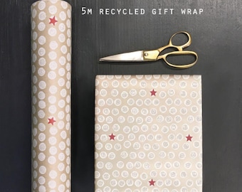 5m Christmas Wrapping Paper White Dots, Kraft Festive Gift Wrap Roll, Christmas Gift Wrap, Christmas Wrapping Kits, Christmas Paper Roll