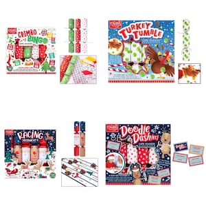 Novelty Christmas Crackers, Festive Table Favours, Christmas Table Games, Festive Lunch Dinner Party Crackers, Family Fun Table Crackers x6