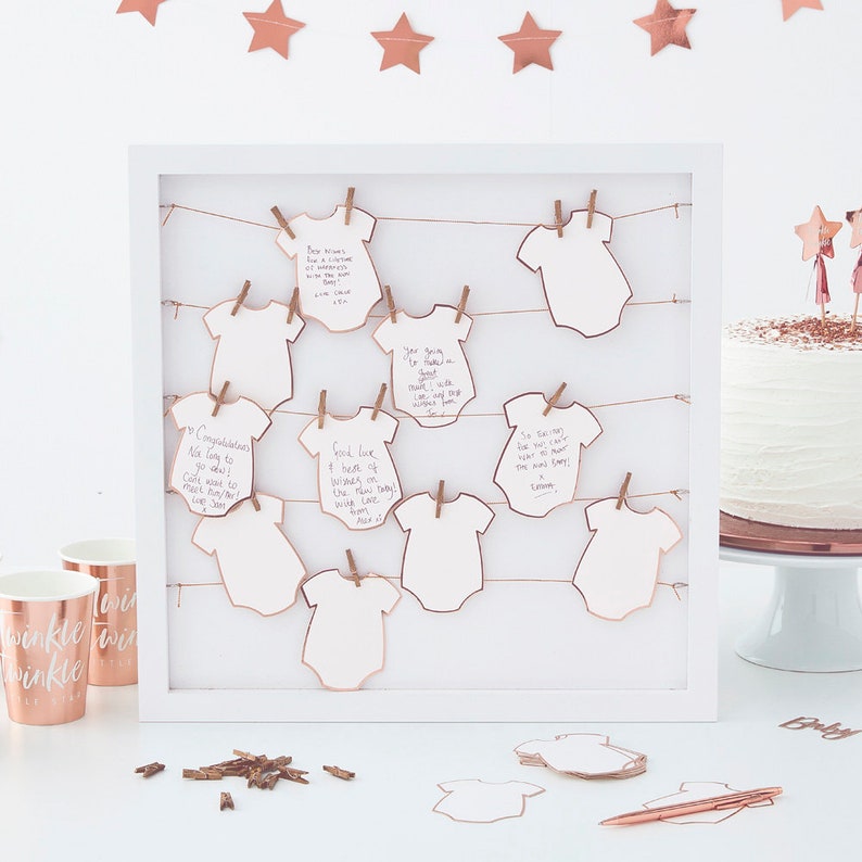 Rose Gold Twinkle Twinkle Baby Shower Alternative Frame Guest Book