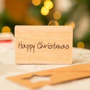 Frohe Weihnachten beschriftete Holzstempel, DIY Weihnachtsbasteleien, Geschenkanhänger, Scrapbooking Stamps, Weihnachten Holzstempel