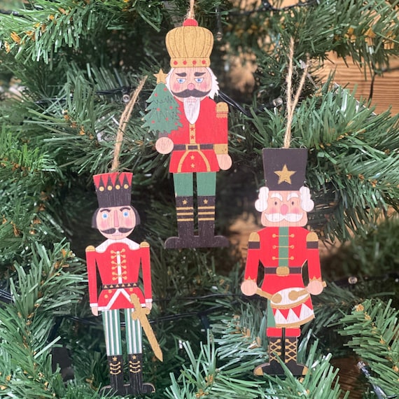 Wooden nutcracker christmas tree ornaments discount
