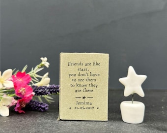 Personalised Porcelain Star Ornament Matchbox, Friend Are Like Stars, Friendship Family Birthday Boxed Ornament, Keepsake Gift