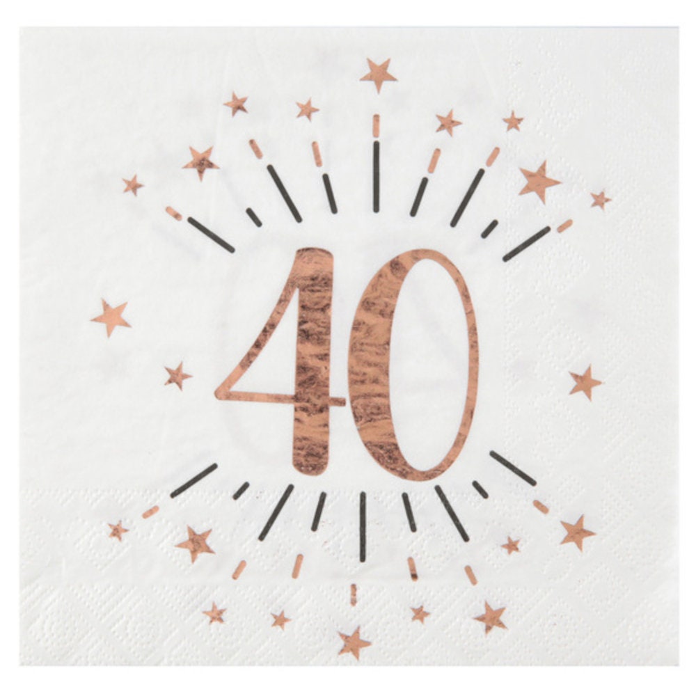 Roségold Partygeschirr Set Für 40. Geburtstag – Inkl. Teller, Becher, Servietten & Tischdecke Für 16 Gäste