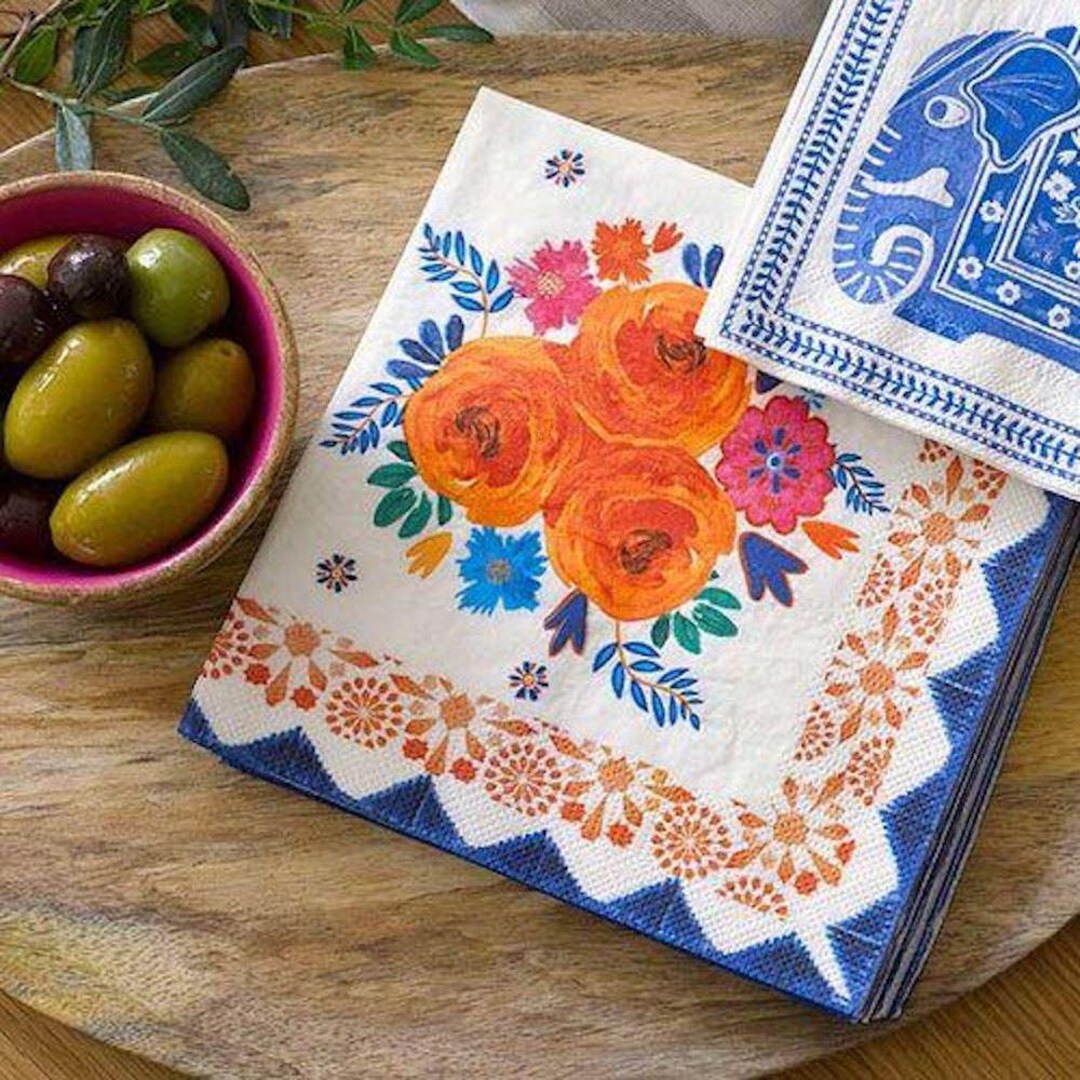20 Boho Floral Napkins Flower Paper Party Napkins Boho Etsy