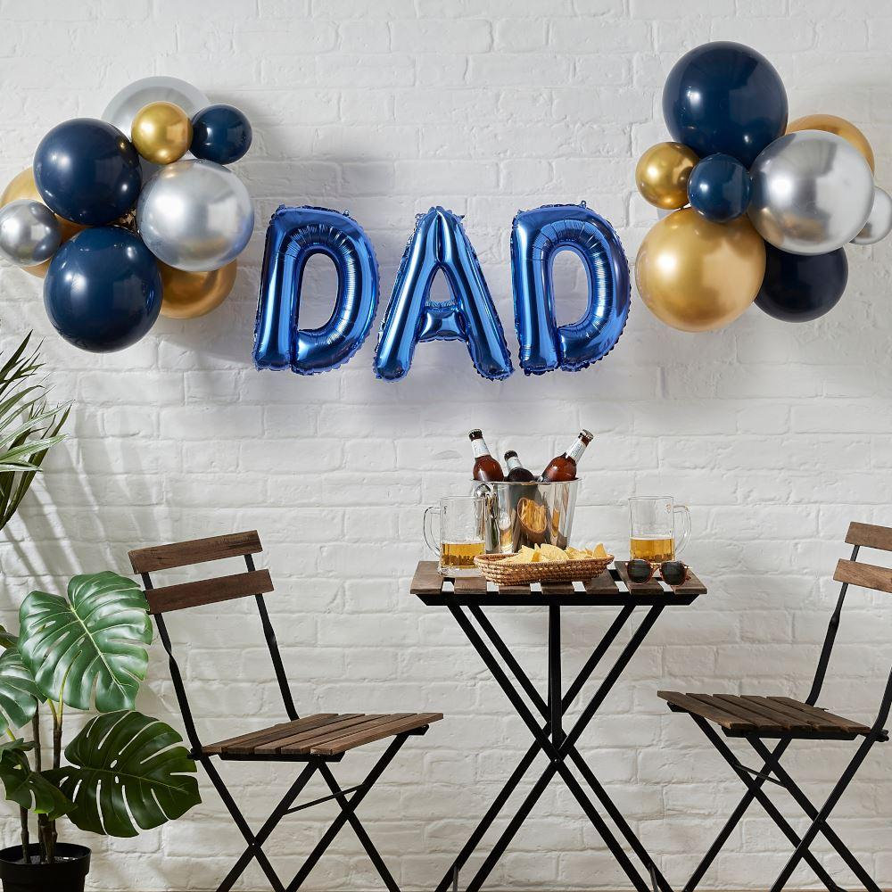 DADDY BIRTHDAY PARTY BANNER FATHER'S DAY BUNTING BLACK AND GOLD STARS 