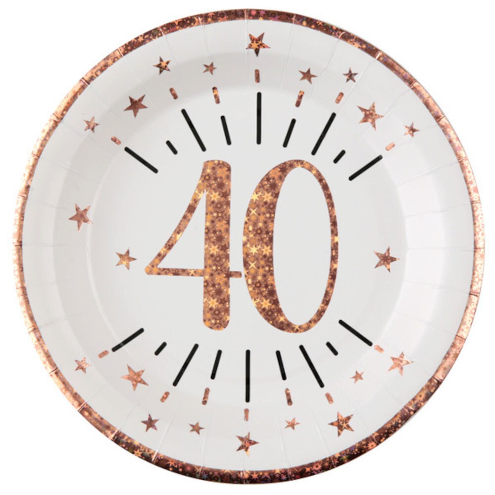 Roségold Partygeschirr Set Für 40. Geburtstag – Inkl. Teller, Becher, Servietten & Tischdecke Für 16 Gäste