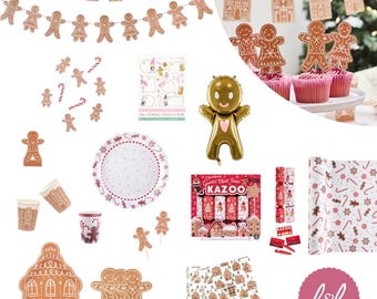 Gingerbread Christmas Holiday Party Supplies, Festive Tableware, Plates, Cups, Napkins, Decorations, Balloons, Christmas Party Decor