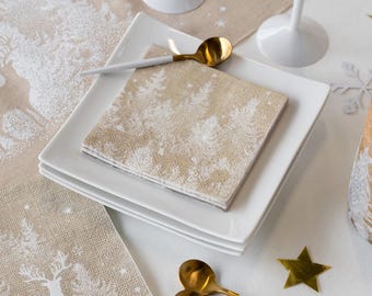 Christmas Paper Napkins, Snow Scene Disposable Cocktail Napkins for Christmas Dinner, Festive Parties & Holiday Table Decor (Pack of 20)