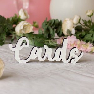 Letrero de mesa de tarjetas de boda, decoraciones de mesa de boda blancas, letrero independiente de madera, letrero de boda, letrero de mesa