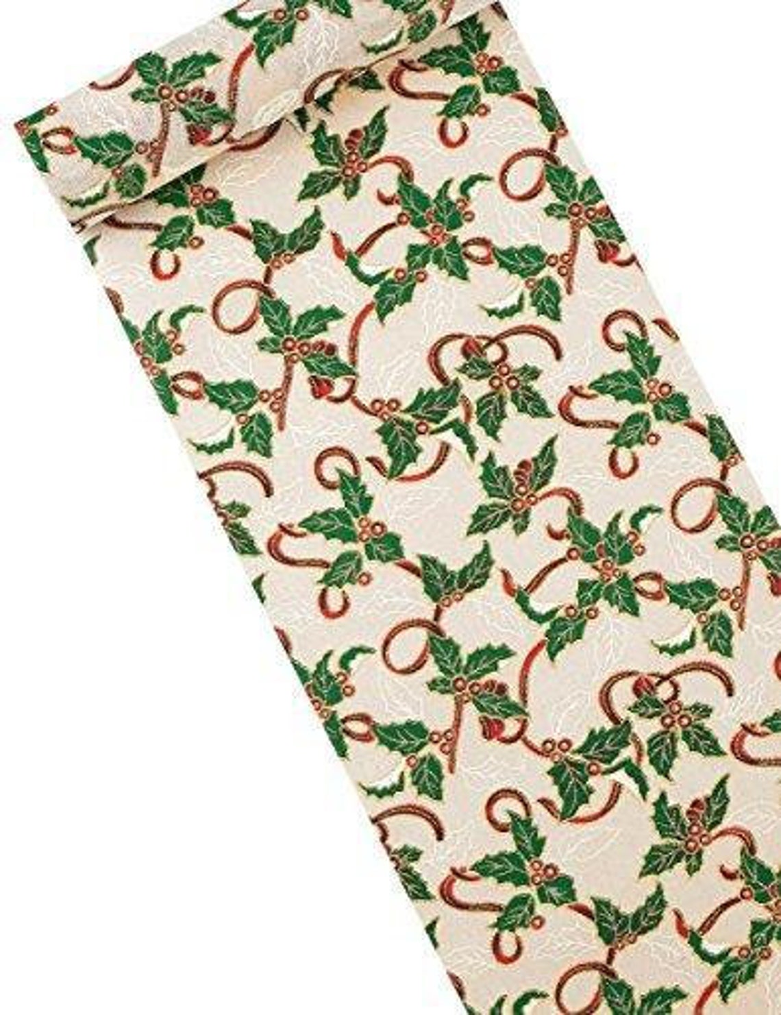 5M Festive Christmas Holly Table Runner Christmas Linen Table Etsy