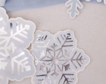 16 Snowflake Paper Napkins, Winter Wonderland Party, Snow Princess Birthday Party Tableware, Ice Blue Snowflake Napkins