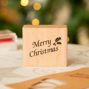 Frohe Weihnachten Holzstempel, Holly Craft Stamps, DIY Weihnachtshandwerk, Geschenkanhänger, Scrapbooking Stempel, Frohe Weihnachten Stempel