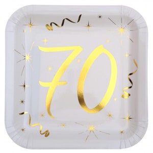 10 Gold Foiled 70th Birthday Paper Plates, Sparkling Foil 70th  Party Tableware, 70th  Birthday Party, Age 70 Gold Milestone Partyware