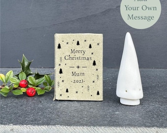 Personalised Porcelain Christmas Tree Ornament, Matchbox Family Friends Boxed Festive Gift, Keepsake Ornament, ANY WORDING