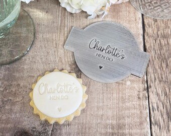 Personalised Acrylic Hen Night Party Icing Embosser - Baking Cupcakes Biscuits