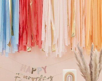 Pastel Rainbow Ceiling Streamer Kit, Wedding Decorations, Multicoloured Baby Shower Decorations, Birthday Party Photo Backdrop