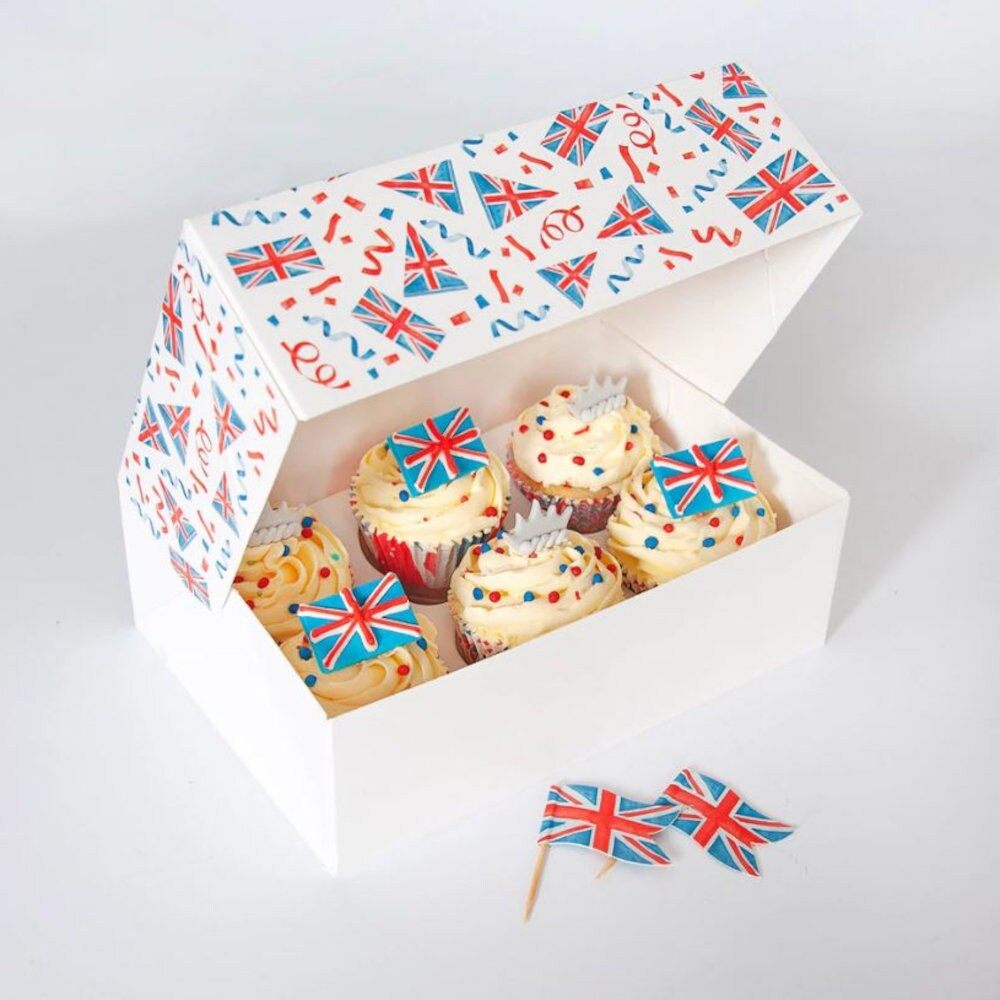 British Theme Party Supplies Union Jack Cupcake Cases Toppers Etsy