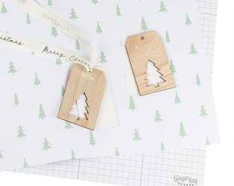 Christmas Tree Wrapping Paper Kit, Christmas Gift Wrap Kit With Tags & Ribbon, Christmas Present Wrapping Paper Set, Festive Gift Wrap