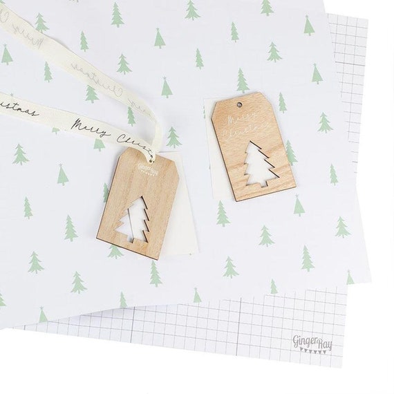 Christmas Tree Wrapping Paper Kit, Christmas Gift Wrap Kit With Tags & Ribbon, Christmas Present Wrapping Paper Set, Festive Gift Wrap