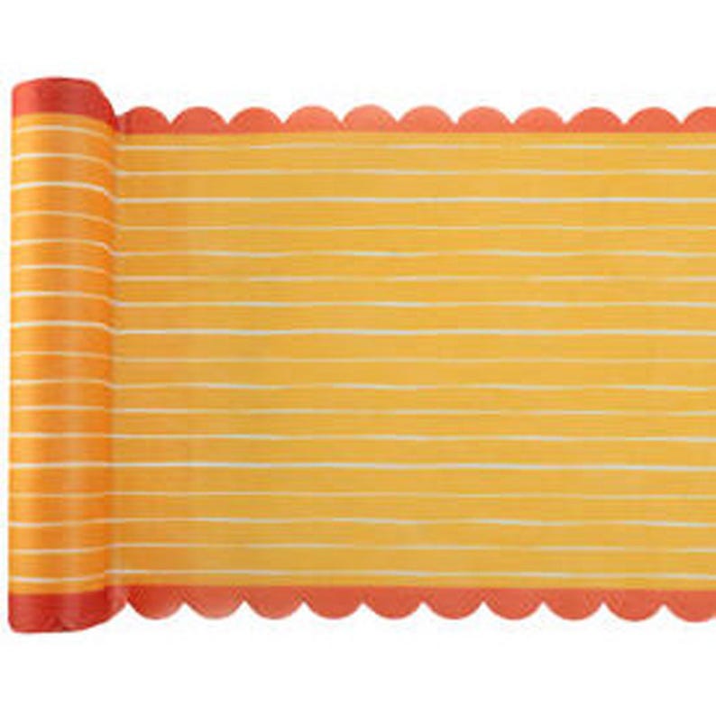 Gul randig bordslöpare 2,5 m x 28 cm, festbordslöpare, tygbordsdekoration, födelsedagsbordsstyling, gul festlöpare bild 5