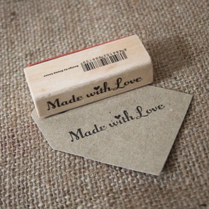 Made With Love Wooden Rubber Stamp, Craft Stamps, DIY Wedding Favours, Gift Tags, Christmas Craft, Scrapbooking Stamps, Handmade Stamp image 2