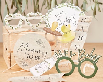 Baby Shower Photo Booth Props, Baby Shower Party, Botanical Baby Shower, Eco Baby Shower Decor, Neutral Baby Shower, Baby Shower Game