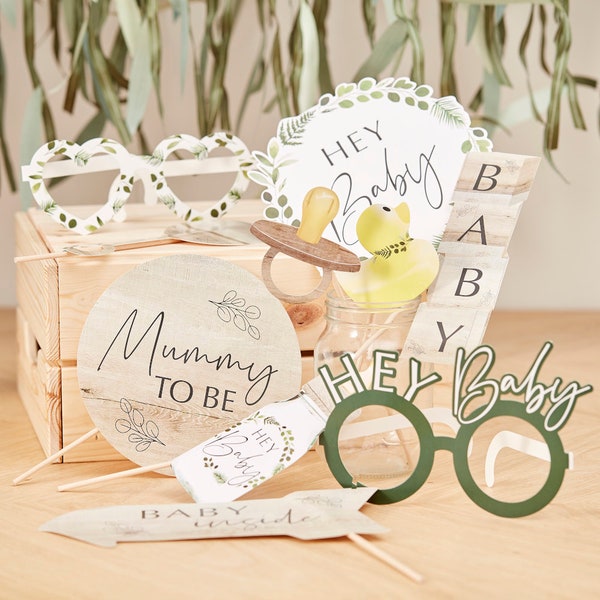 Baby Shower Photo Booth Props, Baby Shower Party, Botanical Baby Shower, Eco Baby Shower Decor, Neutral Baby Shower, Baby Shower Game