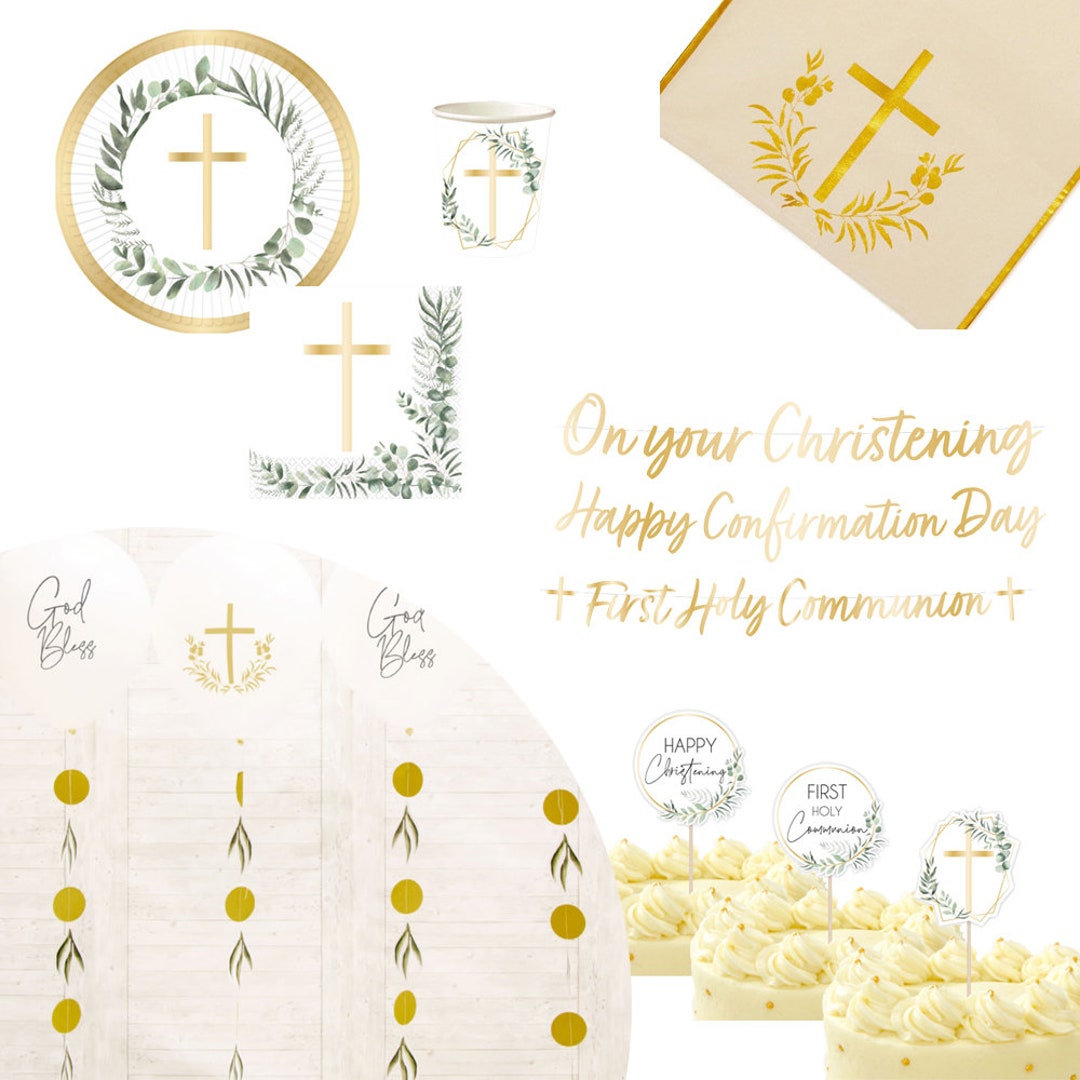 Gold Religious Ceremony Tableware Supplies, Communion Party, Childrens ...