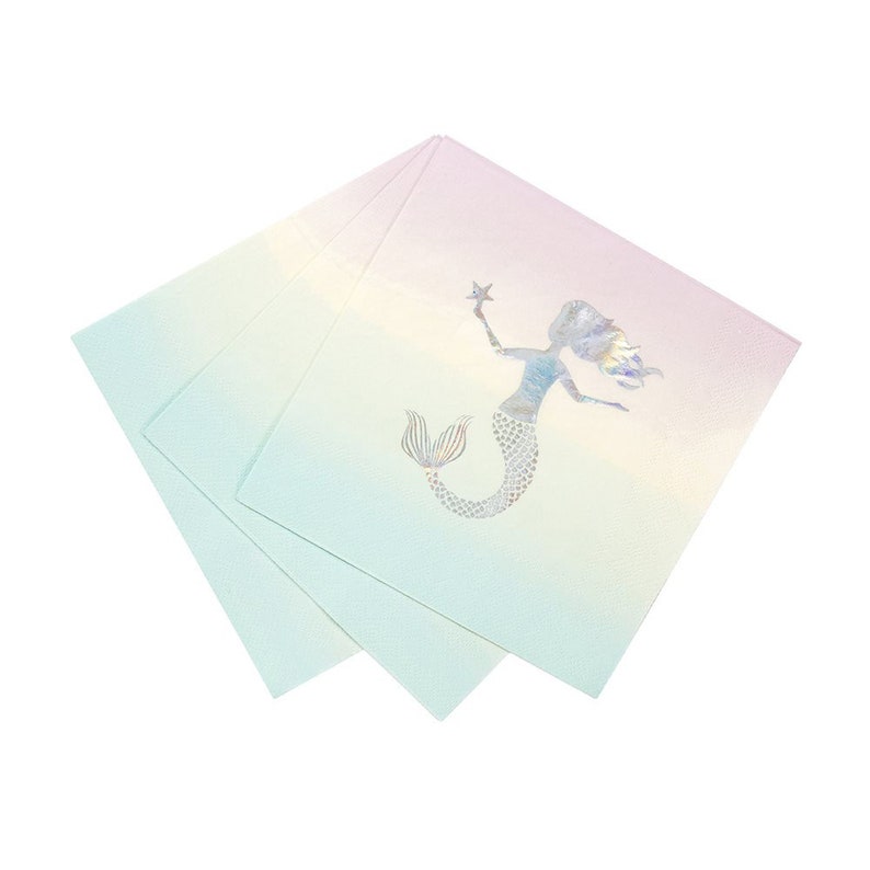 Mermaid Pastel Paper Napkins Pack of 16 Mermaid Themed Party