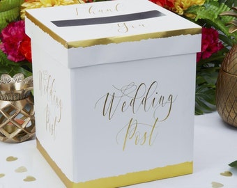 Gold Wedding Cards Post Box, Wedding Cards Box, Gold Wedding Supplies, Wedding Decorations, Gold Script Post Box