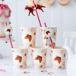 6 Pony Horse Party Paper Cups, Girls Birthday Party, Horse Tableware, Pony Birthday Partyware, Pony Horse Cups
