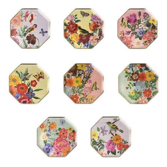 8 Nathalie Lete Small Party Plates Floral Paper Party Side Etsy