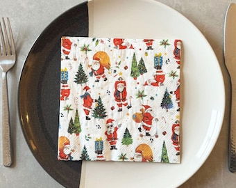 20 Father Christmas Novelty Napkins, Festive Santa Paper Napkins, Christmas Tableware, Santa Partyware