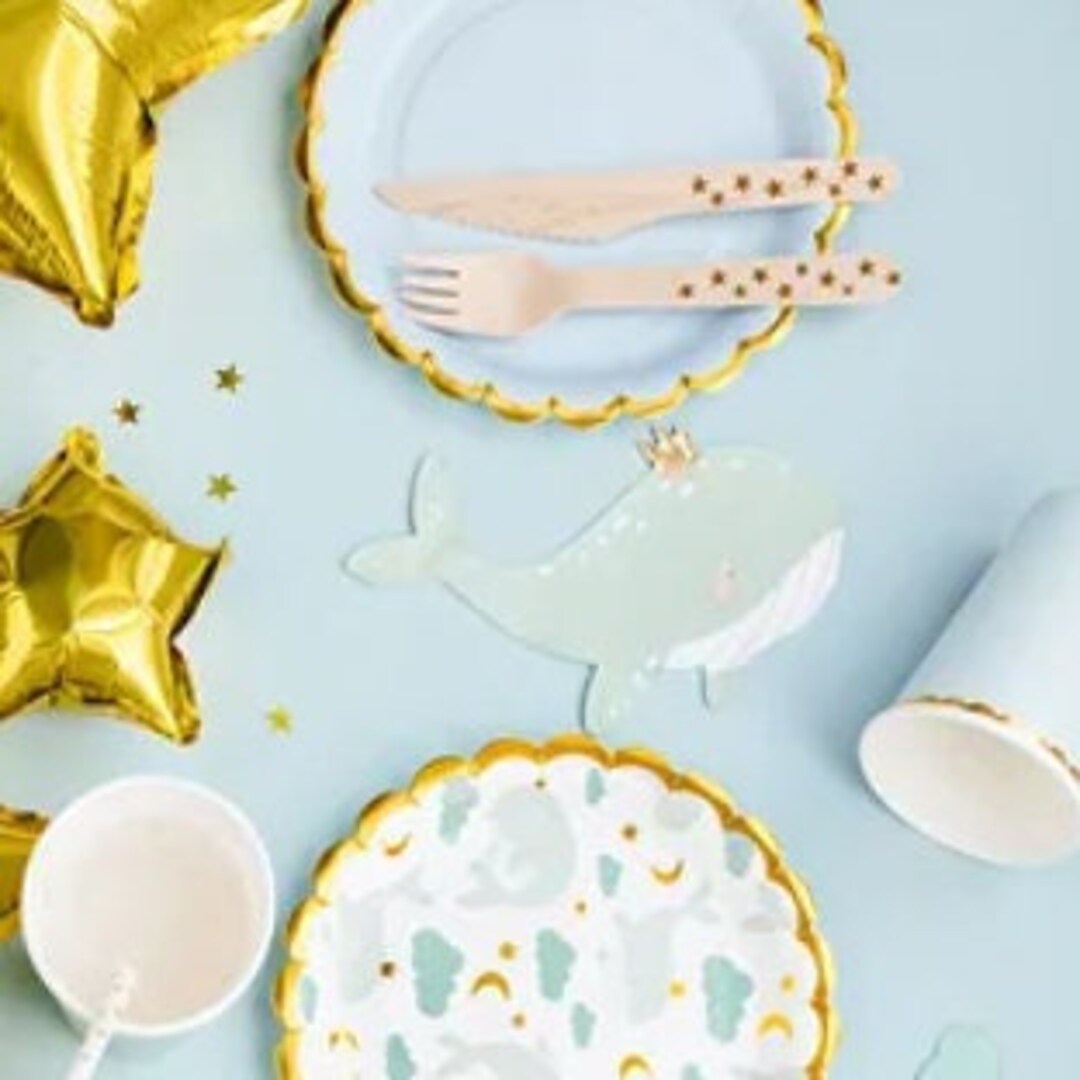 20 Whale Paper Napkins With Crown, Under the Sea Birthday Party, 1st