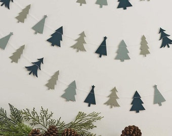 4m Christmas Tree Paper Garland, Eco Friendly Christmas Decorations, Festive Hanging Garland, Green Christmas Bunting