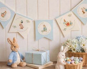 Peter Rabbit Inspired Bunting Garland | Birthday Decorations | 1st Birthday Banner | Kids Birthday Backdrop | Bunny Theme | 3m