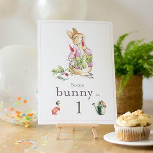 Flopsie Kaninchen 1.Geburtstags-Tischschild, Flopsie-Kaninchen-Geburtstagsschild, 1