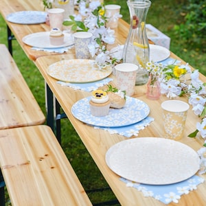 8 Floral Paper Party Plates, Easter Tableware, Springtime Cups, Mothers Day Flower Plates, Mixed Colour Floral Plates