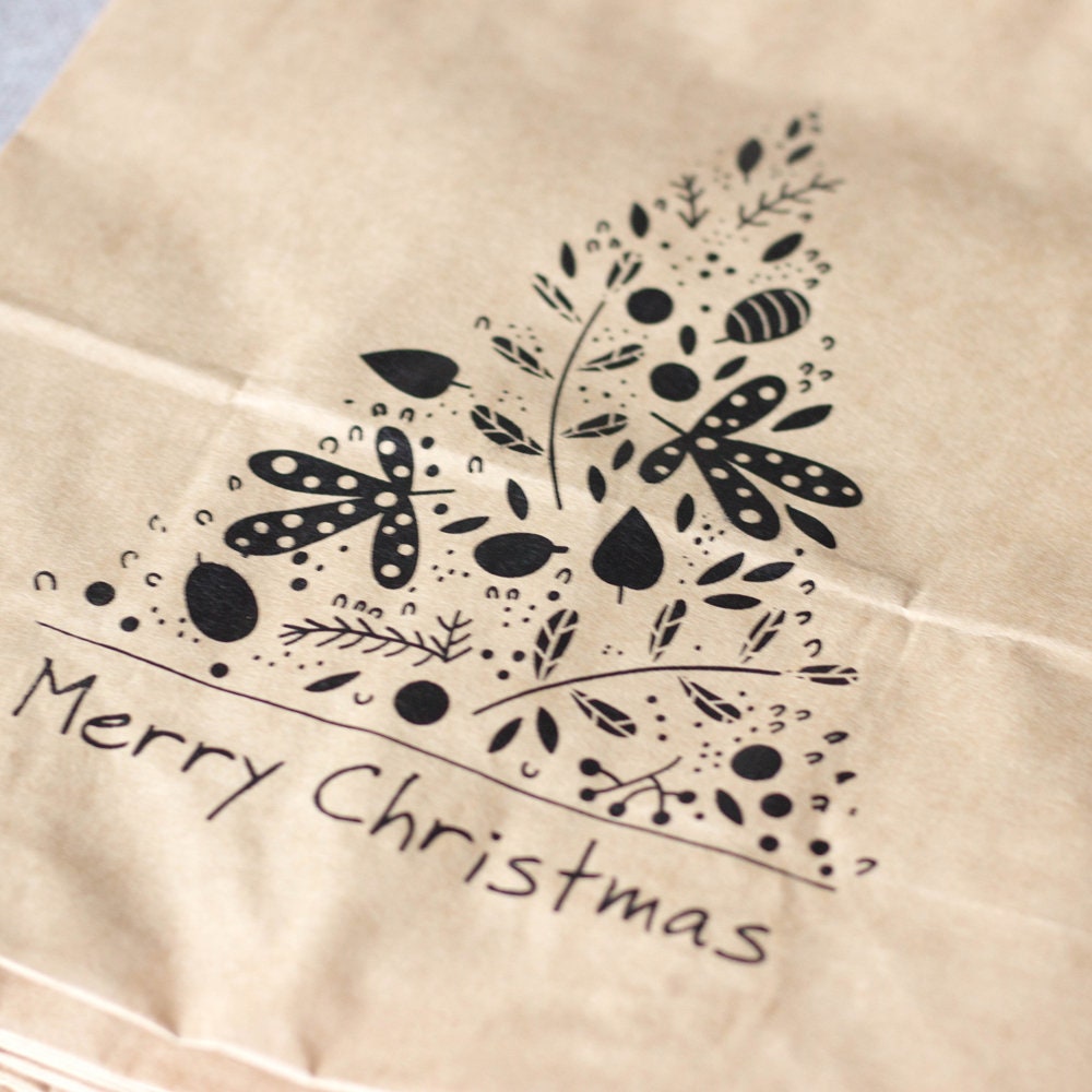 Shrubz 12 sacchetti regalo di Natale in carta Kraft,sacchetti natalizi