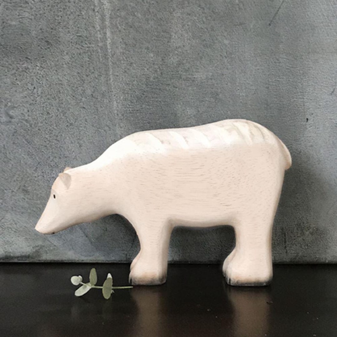 White Wooden Polar Bear, Christmas Decorations, Rustic Christmas