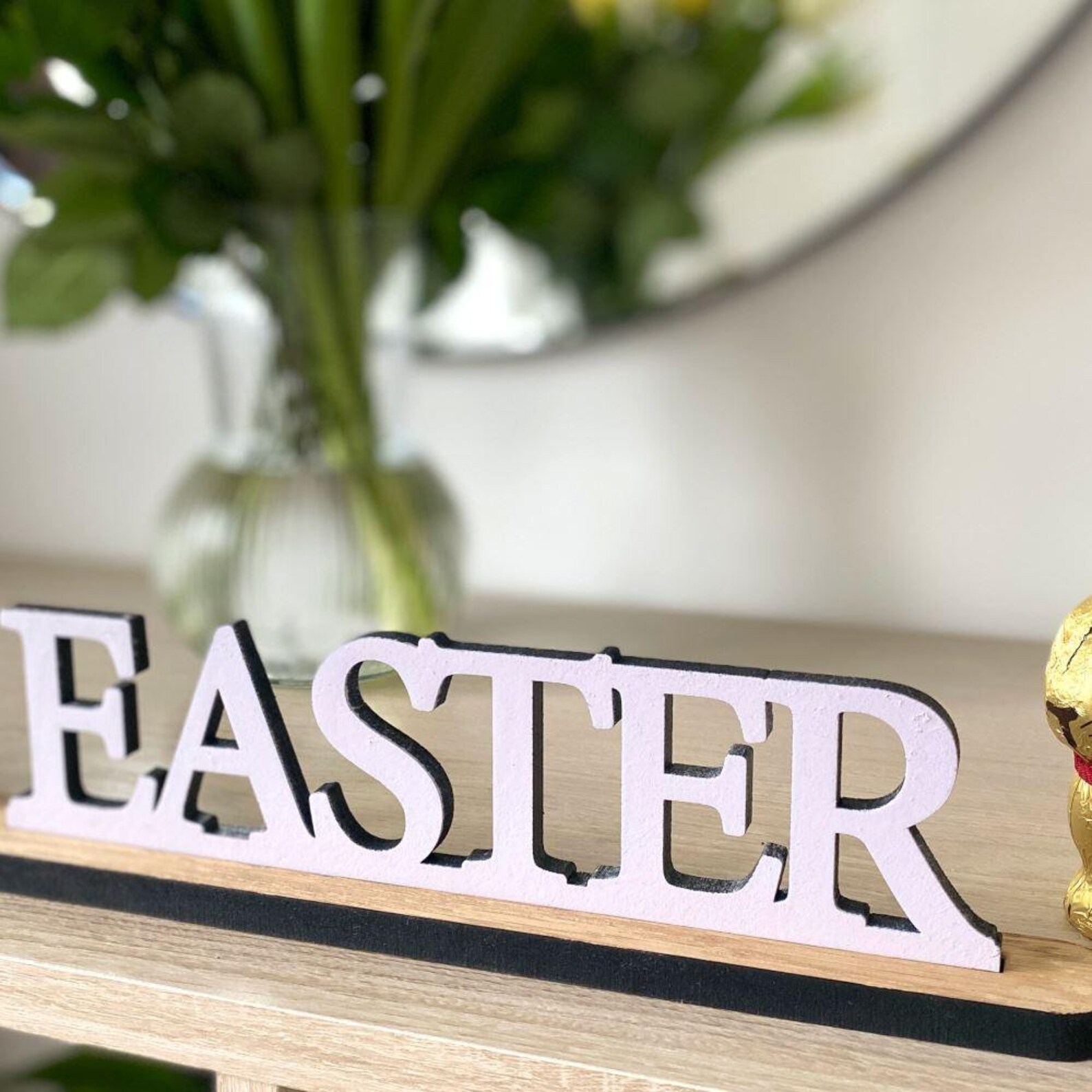 Happy Easter Free Standing Wooden Sign, Easter Home Decoration ...
