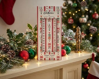 Cath Kidston Nutcracker Christmas Tissue Paper, Red Green Festive Gift Wrap Sheets for Presents and Seasonal Wrapping 4 Sheets