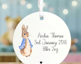 Peter Rabbit regalo neonato personalizzato, regalo ricordo in porcellana con nome, data, peso, regalo per neomamma, regalo per neonato, ricordo per battesimo