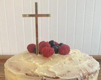 Slim Acrylic Cross Cake Charm,  Christening Baptism Confirmation Cake Decoration, Mirror Acrylic Religious Cross